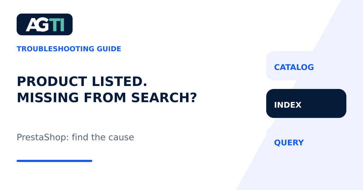 Catalog, index and query: troubleshooting internal product search in PrestaShop.