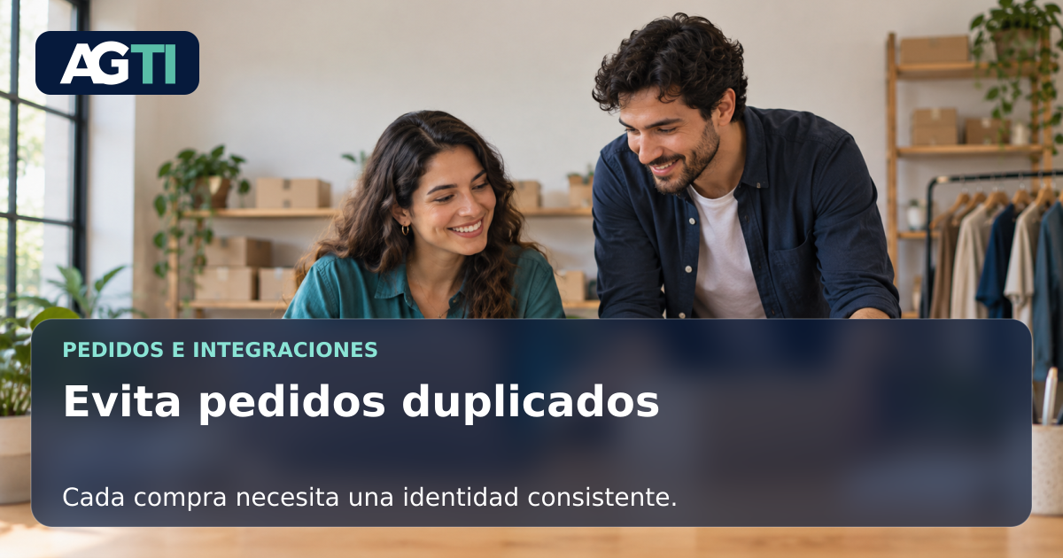 Compañeros revisando un pedido, con un título sobre la prevención de registros duplicados.
